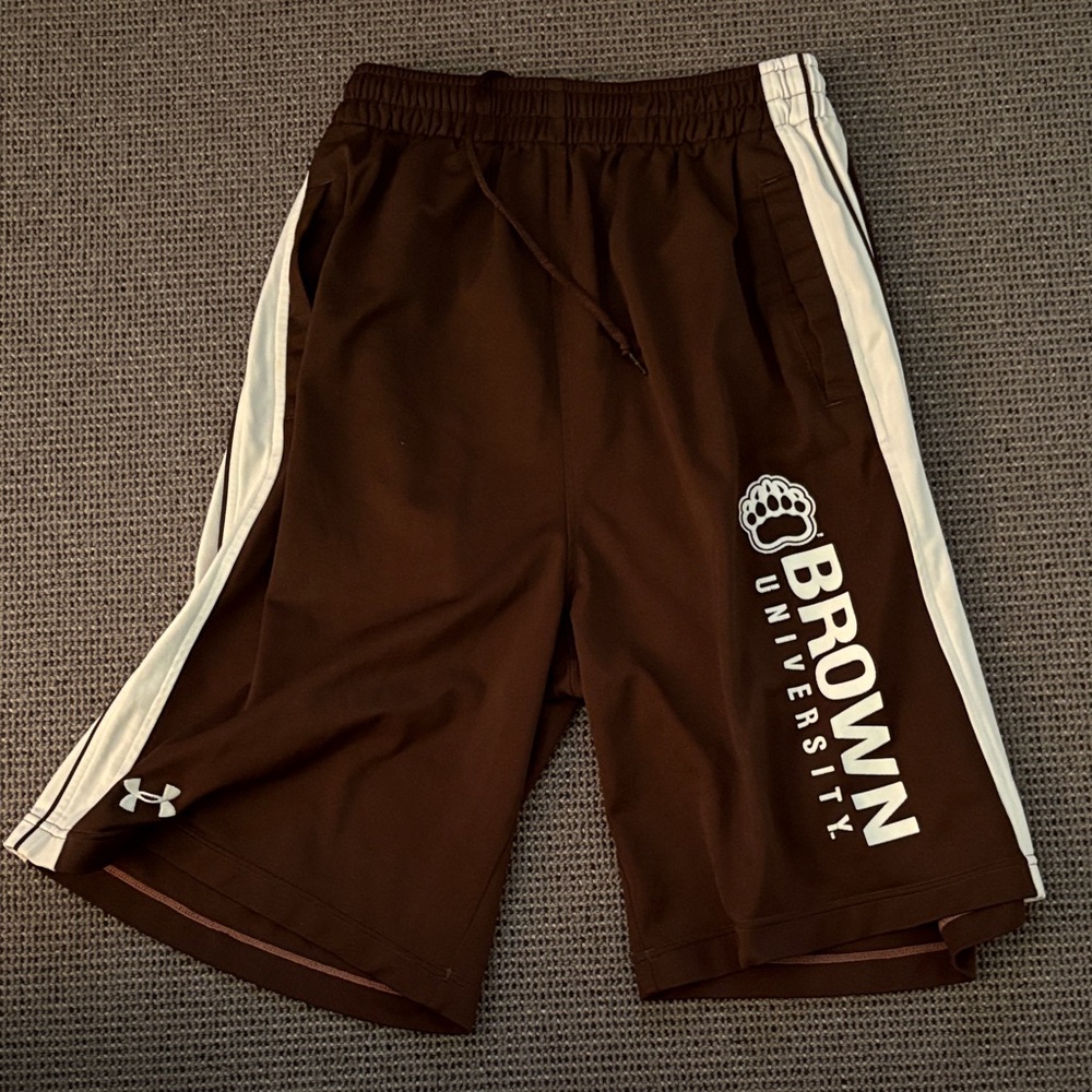 Under Armour Brown University Athletic Shorts - Brown and White